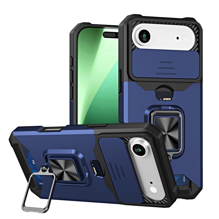 For iPhone Air Camera Shield Card Slot PC+TPU Phone Case(Blue) - iPhone Air Cases by buy2fix | Online Shopping UK | buy2fix