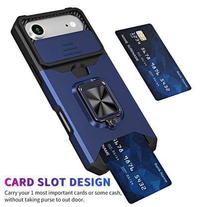 For iPhone Air Camera Shield Card Slot PC+TPU Phone Case(Blue) - iPhone Air Cases by buy2fix | Online Shopping UK | buy2fix