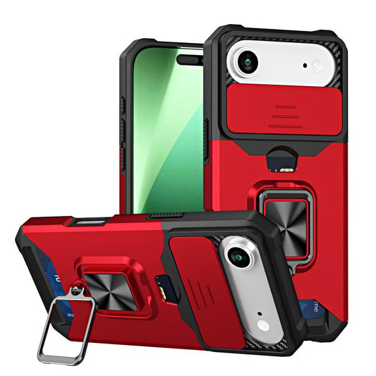 For iPhone Air Camera Shield Card Slot PC+TPU Phone Case(Red) - iPhone Air Cases by buy2fix | Online Shopping UK | buy2fix