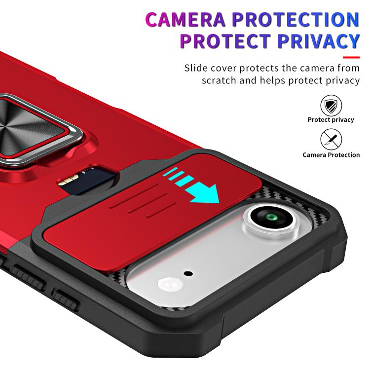 For iPhone Air Camera Shield Card Slot PC+TPU Phone Case(Red) - iPhone Air Cases by buy2fix | Online Shopping UK | buy2fix