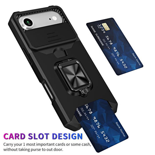 For iPhone Air Camera Shield Card Slot PC+TPU Phone Case(Black) - iPhone Air Cases by buy2fix | Online Shopping UK | buy2fix