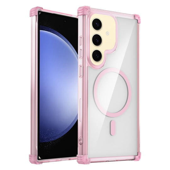 For Samsung Galaxy S23 FE 5G Transparent MagSafe Magnetic Phone Case(Pink)