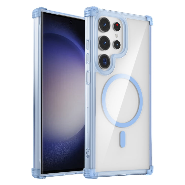 For Samsung Galaxy S23 Ultra 5G Transparent MagSafe Magnetic Phone Case(Blue) - Galaxy S23 Ultra 5G Cases by buy2fix | Online Shopping UK | buy2fix