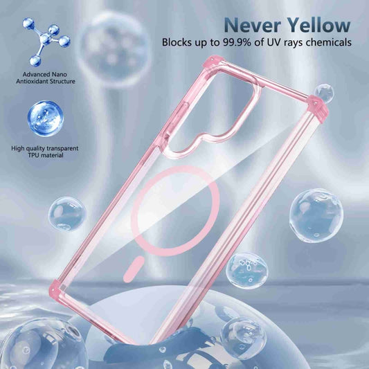 For Samsung Galaxy S24 Ultra 5G Transparent MagSafe Magnetic Phone Case(Pink) by buy2fix