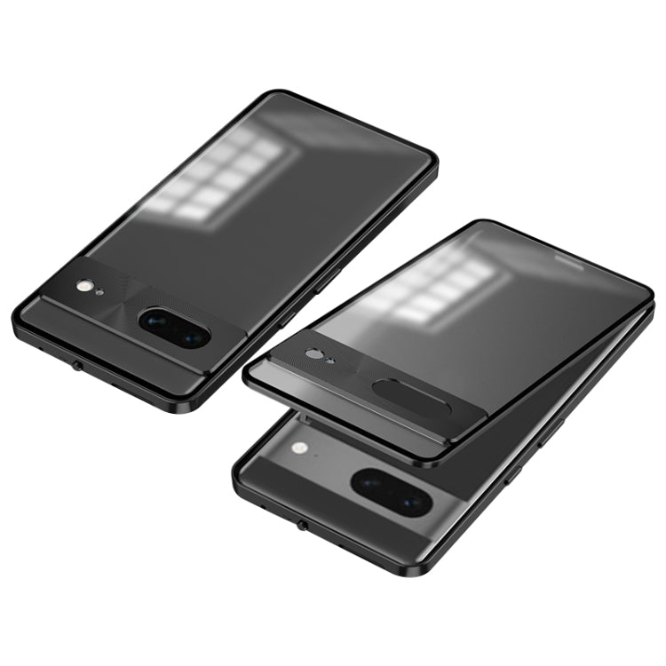 For Google Pixel 7 Snap Buckle Metal Frame Frosted Phone Case(Black) - Google Cases by buy2fix | Online Shopping UK | buy2fix