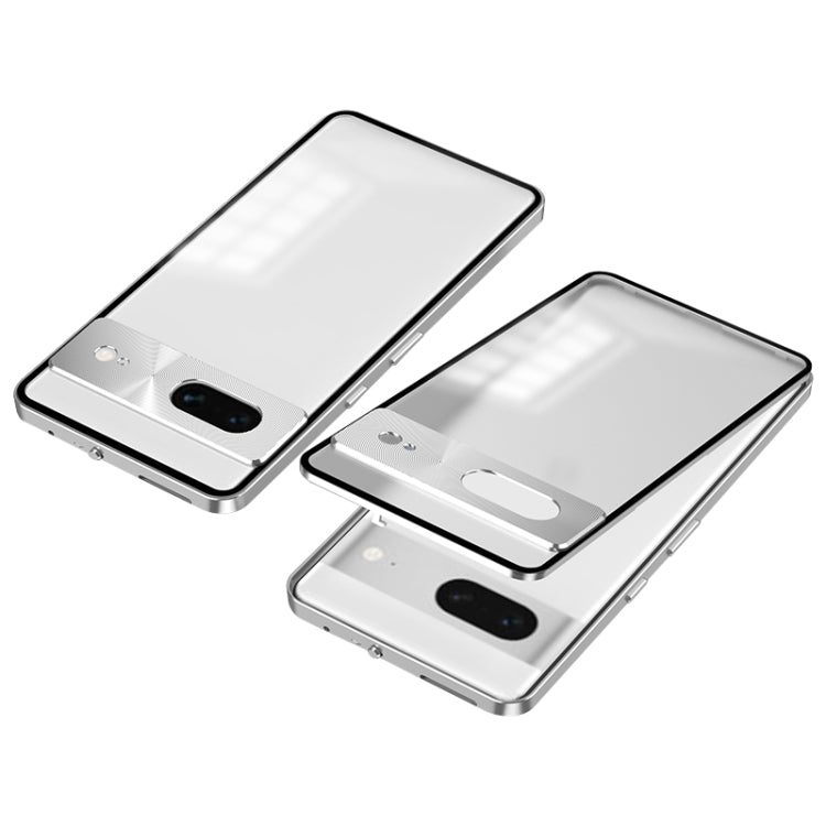 For Google Pixel 7 Snap Buckle Metal Frame Frosted Phone Case(Silver) - Google Cases by buy2fix | Online Shopping UK | buy2fix