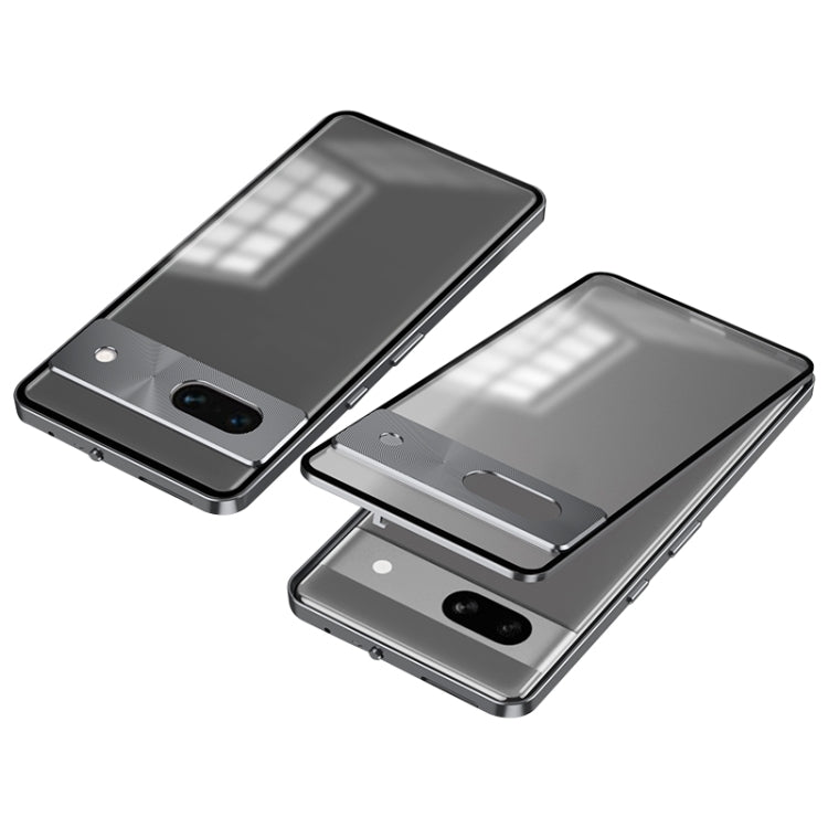 For Google Pixel 7a Snap Buckle Metal Frame Frosted Phone Case(Grey) - Google Cases by buy2fix | Online Shopping UK | buy2fix
