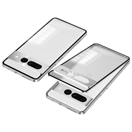 For Google Pixel 7 Pro Snap Buckle Metal Frame Frosted Phone Case(Silver) - Google Cases by buy2fix | Online Shopping UK | buy2fix