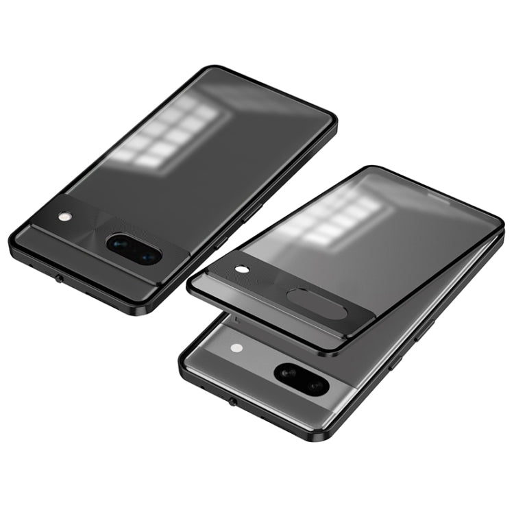 For Google Pixel 8a Snap Buckle Metal Frame Frosted Phone Case(Black) - Google Cases by buy2fix | Online Shopping UK | buy2fix