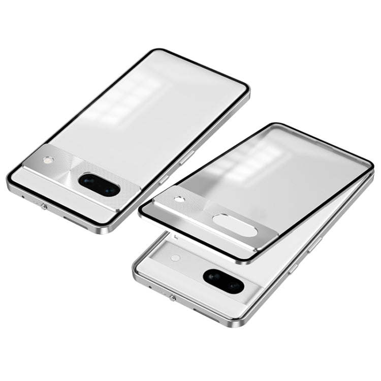 For Google Pixel 8a Snap Buckle Metal Frame Frosted Phone Case(Silver) - Google Cases by buy2fix | Online Shopping UK | buy2fix