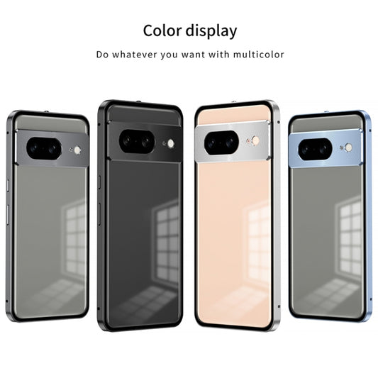 For Google Pixel 8 Snap Buckle Metal Frame Frosted Phone Case(Silver) - Google Cases by buy2fix | Online Shopping UK | buy2fix