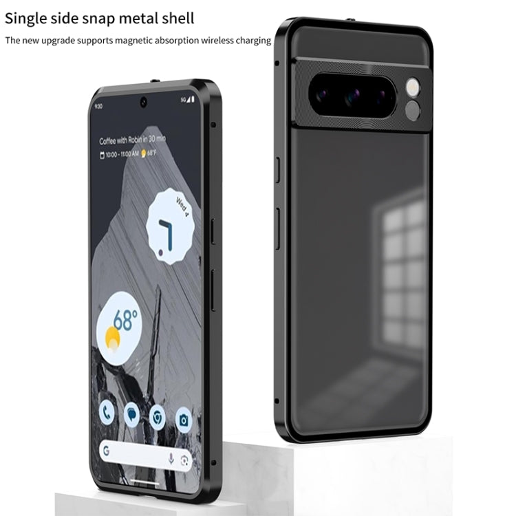 For Google Pixel 7a Snap Buckle Metal Frame Frosted Phone Case(Silver) - Google Cases by buy2fix | Online Shopping UK | buy2fix