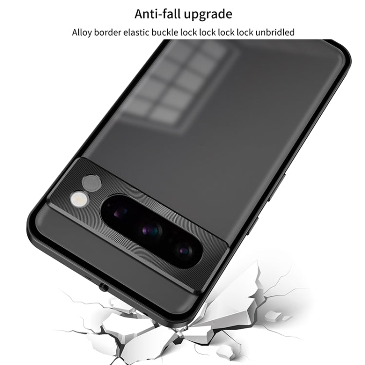 For Google Pixel 8a Snap Buckle Metal Frame Frosted Phone Case(Black) - Google Cases by buy2fix | Online Shopping UK | buy2fix