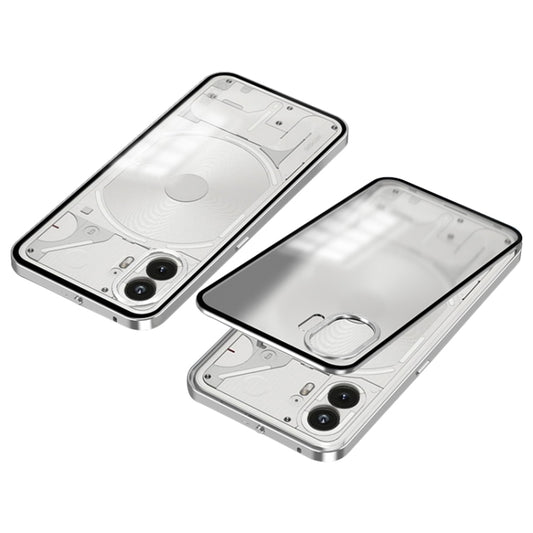 For Nothing Phone 2 Snap Buckle Metal Frame Frosted Phone Case(Silver) - Nothing Cases by buy2fix | Online Shopping UK | buy2fix