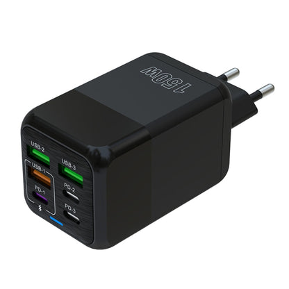 150W 3 x USB + 3 x USB-C / Type-C Multi-port Fast Charger, EU Plug(Black) - USB Charger by buy2fix | Online Shopping UK | buy2fix