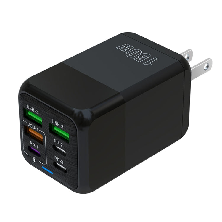 150W 3 x USB + 3 x USB-C / Type-C Multi-port Fast Charger, US Plug(Black) - USB Charger by buy2fix | Online Shopping UK | buy2fix