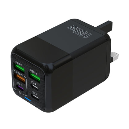 150W 3 x USB + 3 x USB-C / Type-C Multi-port Fast Charger, UK Plug(Black) - USB Charger by buy2fix | Online Shopping UK | buy2fix