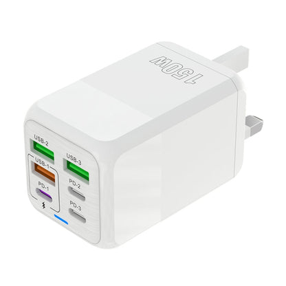150W 3 x USB + 3 x USB-C / Type-C Multi-port Fast Charger, UK Plug(White) - USB Charger by buy2fix | Online Shopping UK | buy2fix