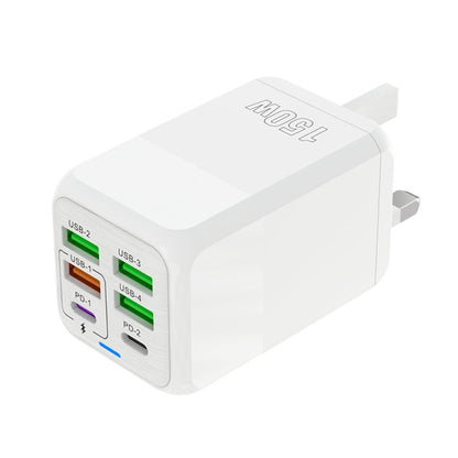 150W 4 x USB + 2 x USB-C / Type-C Multi-port Fast Charger, UK Plug(White) - USB Charger by buy2fix | Online Shopping UK | buy2fix