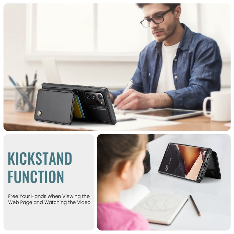 For Samsung Galaxy Note20 Ultra JEEHOOD J05 Business Magnetic Style RFID Leather Phone Case(Black) - Galaxy Phone Cases by JEEHOOD | Online Shopping UK | buy2fix