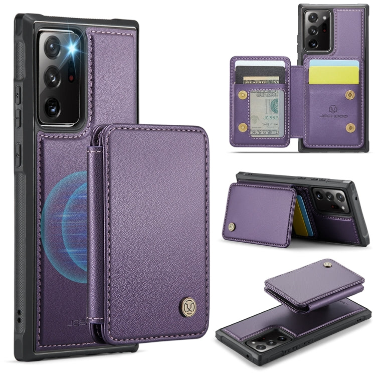 For Samsung Galaxy Note20 Ultra JEEHOOD J05 Business Magnetic Style RFID Leather Phone Case(Purple) - Galaxy Phone Cases by JEEHOOD | Online Shopping UK | buy2fix