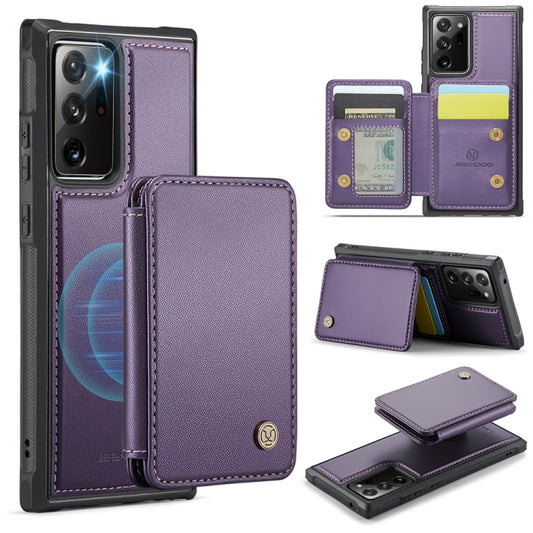 For Samsung Galaxy Note20 Ultra JEEHOOD J05 Business Magnetic Style RFID Leather Phone Case(Purple) - Galaxy Phone Cases by JEEHOOD | Online Shopping UK | buy2fix