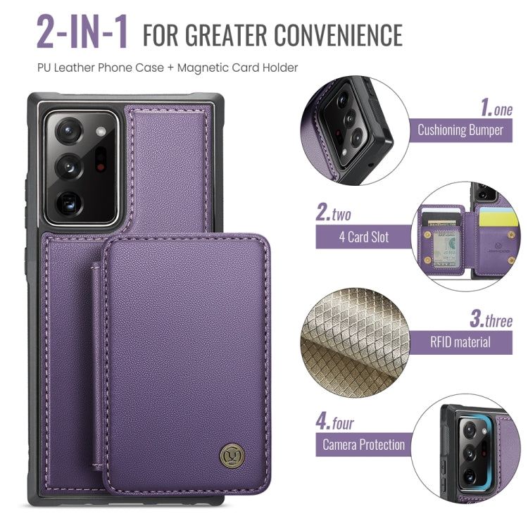 For Samsung Galaxy Note20 Ultra JEEHOOD J05 Business Magnetic Style RFID Leather Phone Case(Purple) - Galaxy Phone Cases by JEEHOOD | Online Shopping UK | buy2fix