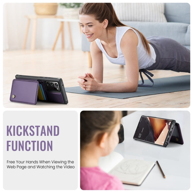 For Samsung Galaxy Note20 Ultra JEEHOOD J05 Business Magnetic Style RFID Leather Phone Case(Purple) - Galaxy Phone Cases by JEEHOOD | Online Shopping UK | buy2fix