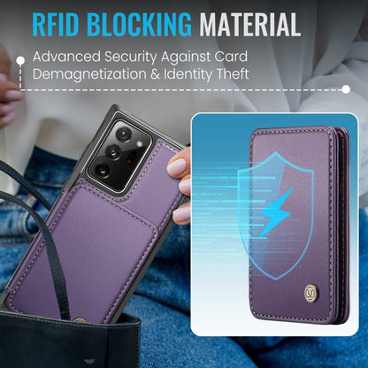 For Samsung Galaxy Note20 Ultra JEEHOOD J05 Business Magnetic Style RFID Leather Phone Case(Purple) - Galaxy Phone Cases by JEEHOOD | Online Shopping UK | buy2fix