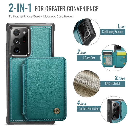 For Samsung Galaxy Note20 Ultra JEEHOOD J05 Business Magnetic Style RFID Leather Phone Case(Blue Green) - Galaxy Phone Cases by JEEHOOD | Online Shopping UK | buy2fix