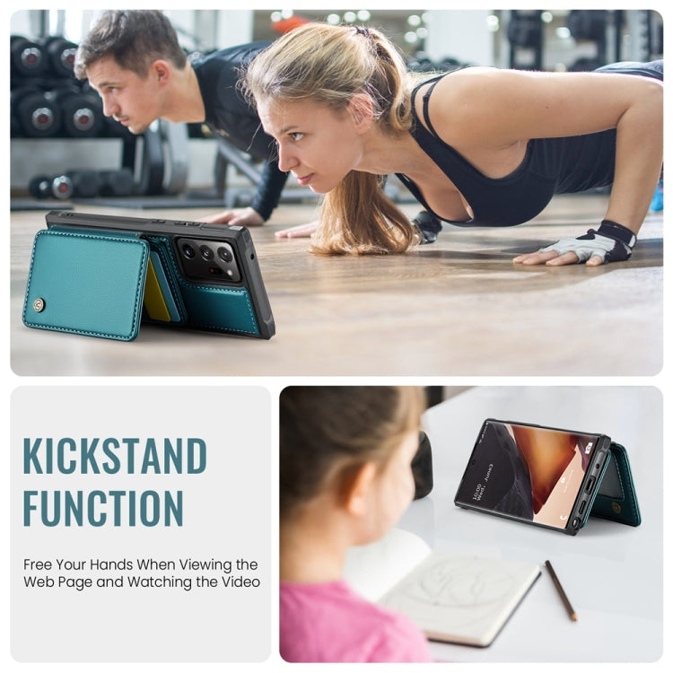 For Samsung Galaxy Note20 Ultra JEEHOOD J05 Business Magnetic Style RFID Leather Phone Case(Blue Green) - Galaxy Phone Cases by JEEHOOD | Online Shopping UK | buy2fix