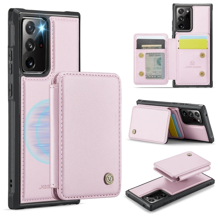 For Samsung Galaxy Note20 Ultra JEEHOOD J05 Business Magnetic Style RFID Leather Phone Case(Pink) - Galaxy Phone Cases by JEEHOOD | Online Shopping UK | buy2fix