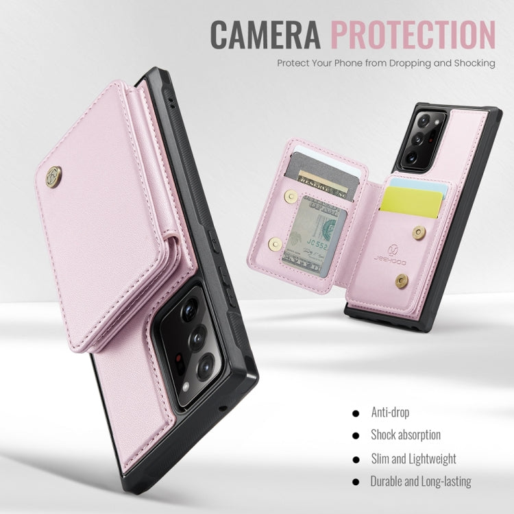 For Samsung Galaxy Note20 Ultra JEEHOOD J05 Business Magnetic Style RFID Leather Phone Case(Pink) - Galaxy Phone Cases by JEEHOOD | Online Shopping UK | buy2fix