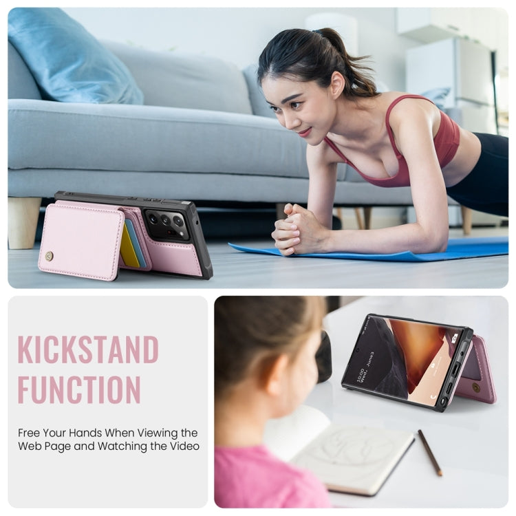 For Samsung Galaxy Note20 Ultra JEEHOOD J05 Business Magnetic Style RFID Leather Phone Case(Pink) - Galaxy Phone Cases by JEEHOOD | Online Shopping UK | buy2fix