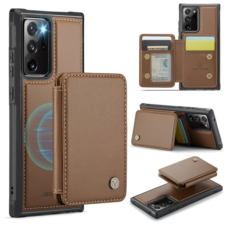 For Samsung Galaxy Note20 Ultra JEEHOOD J05 Business Magnetic Style RFID Leather Phone Case(Brown) - Galaxy Phone Cases by JEEHOOD | Online Shopping UK | buy2fix