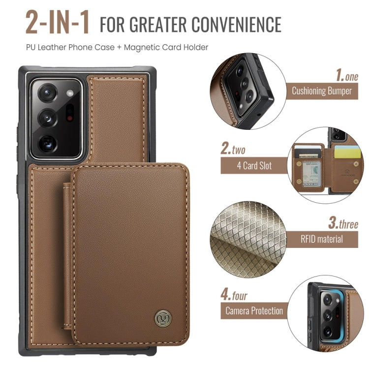 For Samsung Galaxy Note20 Ultra JEEHOOD J05 Business Magnetic Style RFID Leather Phone Case(Brown) - Galaxy Phone Cases by JEEHOOD | Online Shopping UK | buy2fix