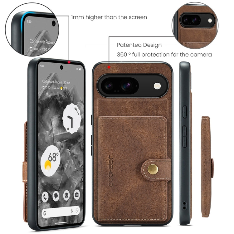 For Google Pixel 9 JEEHOOD J01 Retro Magnetic Detachable Wallet Phone Case(Brown) - Google Cases by JEEHOOD | Online Shopping UK | buy2fix