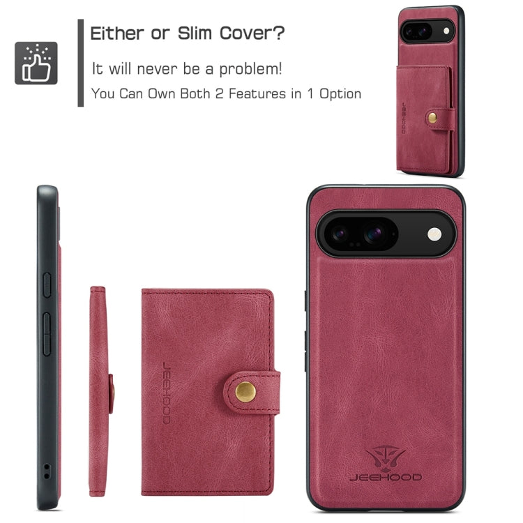 For Google Pixel 9 JEEHOOD J01 Retro Magnetic Detachable Wallet Phone Case(Red) - Google Cases by JEEHOOD | Online Shopping UK | buy2fix