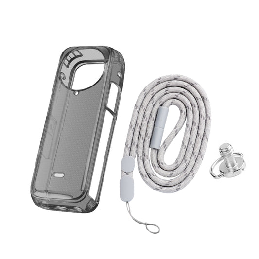 For Insta360 X4 Clear 1.5mm Soft TPU Protective Case With Neck Strap(Clear Black) by buy2fix