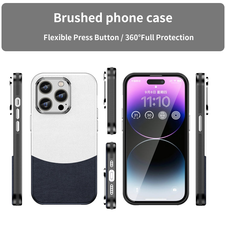 For iPhone 14 Pro Leather Texture MagSafe Magnetic TPU + PC Phone Case(Dark Blue) - iPhone 14 Pro Cases by buy2fix | Online Shopping UK | buy2fix