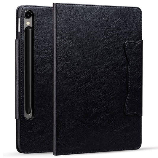 For Samsung Galaxy Tab S11/S10 Lite/S9 FE/S9/S8 Cat Buckle Leather Smart Tablet Case(Black) by buy2fix