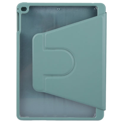 For iPad 9.7 2018 & 2017 / Air / Air2 GEBEI Acrylic TPU 3-folding Rotating Smart Tablet Leather Case withh Pen Slot(Dark Green) by GEBEI