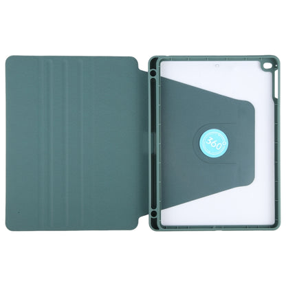 For iPad 9.7 2018 & 2017 / Air / Air2 GEBEI Acrylic TPU 3-folding Rotating Smart Tablet Leather Case withh Pen Slot(Dark Green) by GEBEI