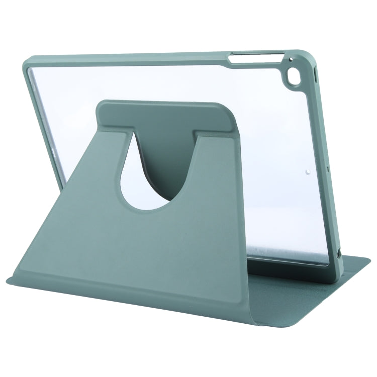 For iPad 9.7 2018 & 2017 / Air / Air2 GEBEI Acrylic TPU 3-folding Rotating Smart Tablet Leather Case withh Pen Slot(Dark Green) by GEBEI