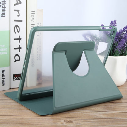 For iPad 9.7 2018 & 2017 / Air / Air2 GEBEI Acrylic TPU 3-folding Rotating Smart Tablet Leather Case withh Pen Slot(Dark Green) by GEBEI