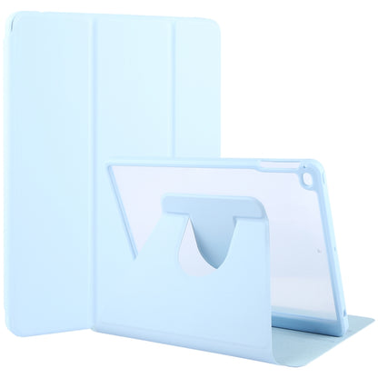 For iPad 9.7 2018 & 2017 / Air / Air2 GEBEI Acrylic TPU 3-folding Rotating Smart Tablet Leather Case withh Pen Slot(Sky Blue) by GEBEI