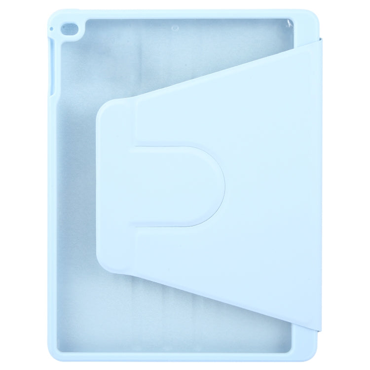 For iPad 9.7 2018 & 2017 / Air / Air2 GEBEI Acrylic TPU 3-folding Rotating Smart Tablet Leather Case withh Pen Slot(Sky Blue) by GEBEI