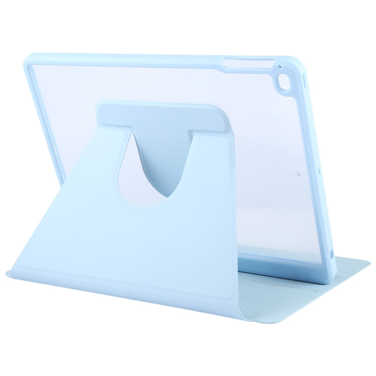 For iPad 9.7 2018 & 2017 / Air / Air2 GEBEI Acrylic TPU 3-folding Rotating Smart Tablet Leather Case withh Pen Slot(Sky Blue) by GEBEI
