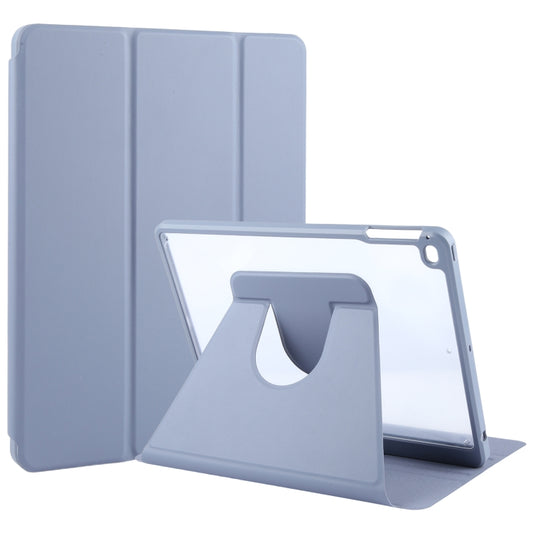 For iPad 9.7 2018 & 2017 / Air / Air2 GEBEI Acrylic TPU 3-folding Rotating Smart Tablet Leather Case withh Pen Slot(Light Purple) by GEBEI