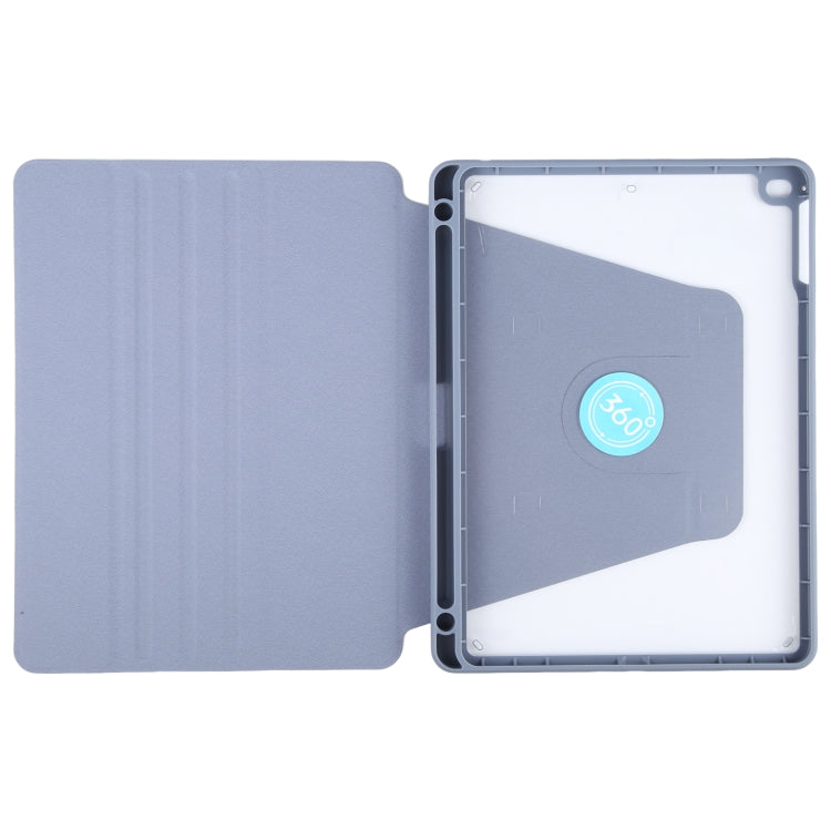 For iPad 9.7 2018 & 2017 / Air / Air2 GEBEI Acrylic TPU 3-folding Rotating Smart Tablet Leather Case withh Pen Slot(Light Purple) by GEBEI